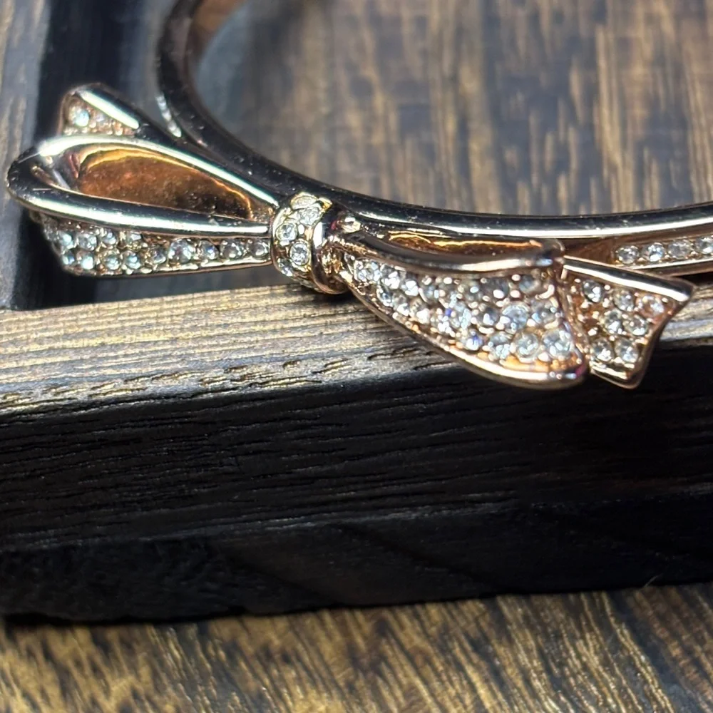 Kate Spade Rose Gold Bow Crystal Bangle Bracelet - Picture 4 of 9